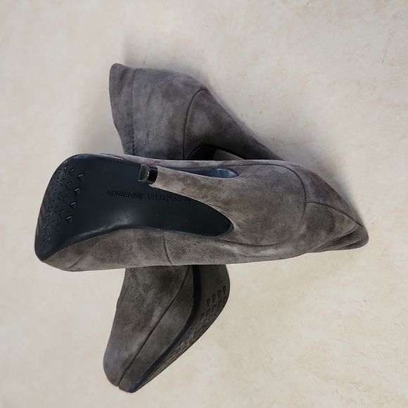 Adrienne Vittadini Gray "PENI" Leather/Suede Platform Heels Size 7 - Picture 10 of 12